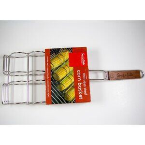 Sur La Table Stainless Steel Corn Basket with Rosewood Handle Barbecue NEW